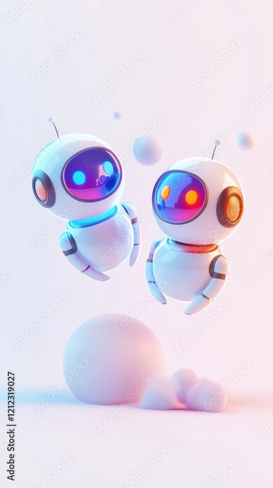Fototapeta premium Minimalist ui design with chatbot icons in speech bubbles