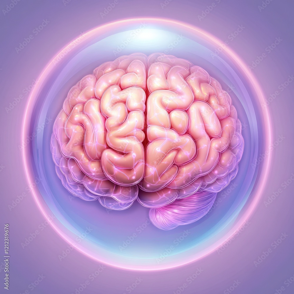 A stylized brain encased in a glowing bubble, symbolizing knowledge and consciousness. A stylized brain encased in a glowing bubble, symbolizing knowledge and consciousness.