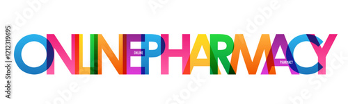 ONLINE PHARMACY colorful vector typography banner