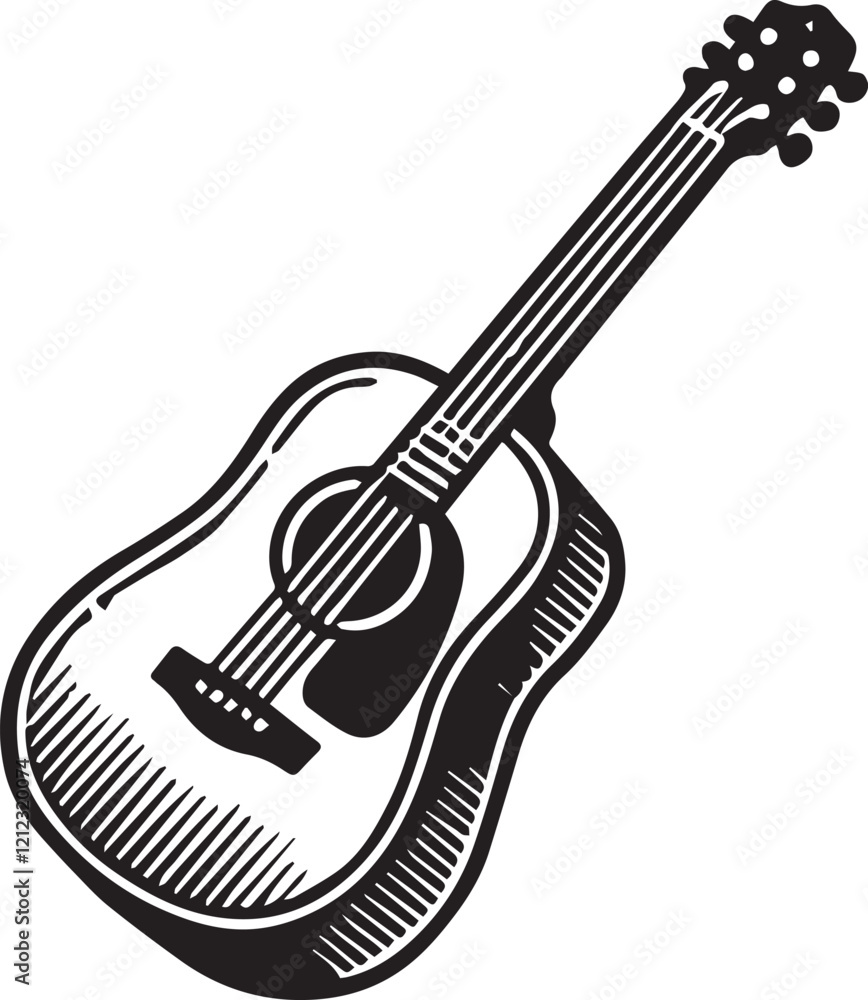 Fototapeta premium Guitar vector image black and white for music lovers