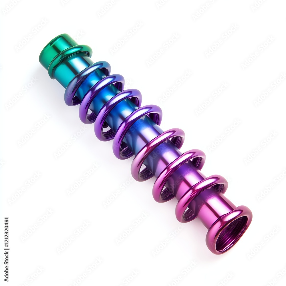 Colorful metallic tube with spiral design on a white isolated background Colorful metallic tube with spiral design on a white isolated background