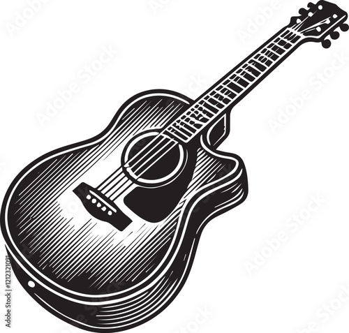 Guitar vector image black and white for music  lovers