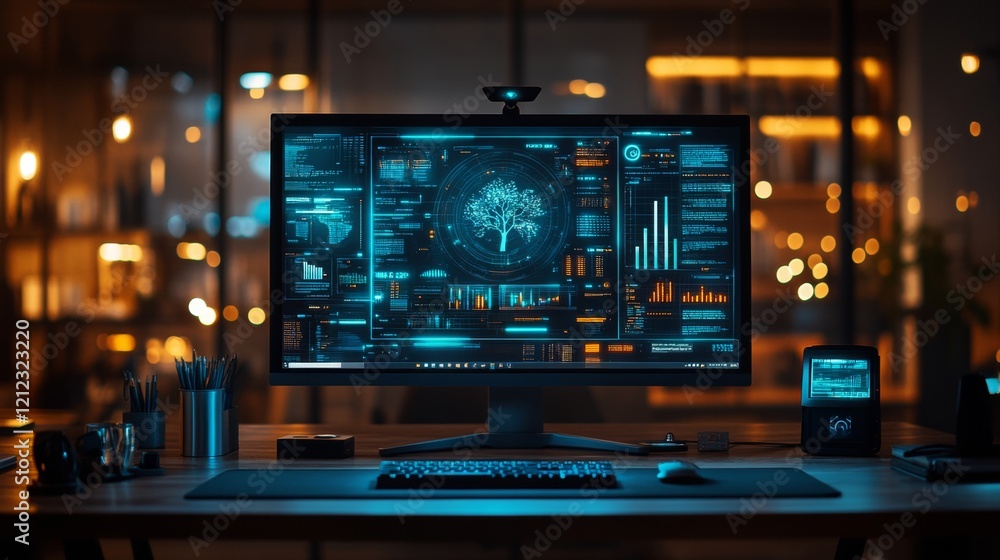 A futuristic workstation with a strong sense of technology A futuristic workstation with a strong sense of technology