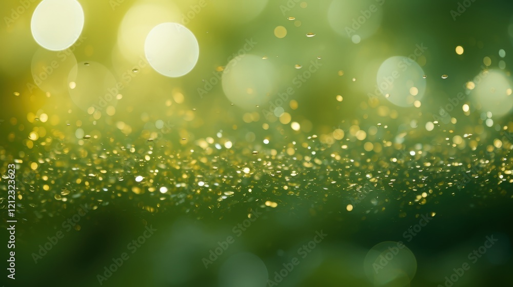 Obraz premium Abstract Green Bokeh Background with Soft Light Highlights, Ideal for Nature-themed Designs and Textures, Evoking a Sense of Calm and Serenity