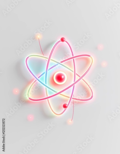 Neon Atom: A Vibrant, Colorful Atomic Structure Illustration