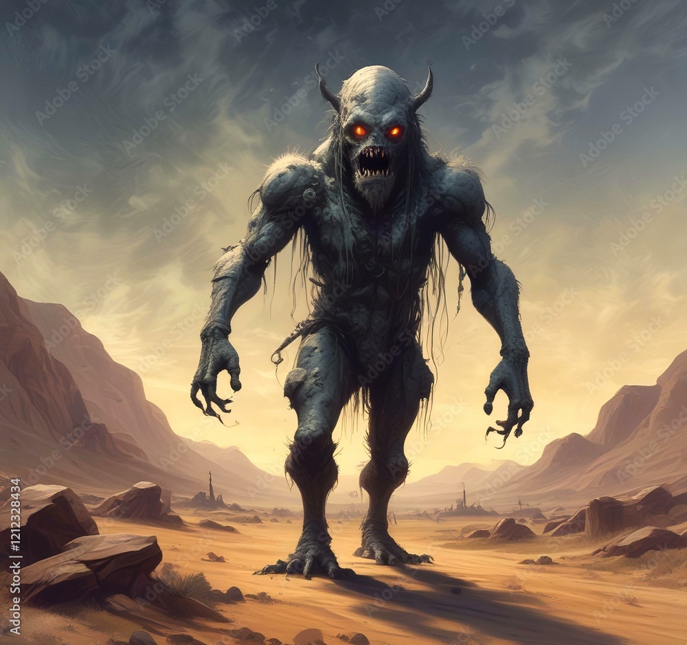 Naklejka premium Illustration of dusty spooky monster