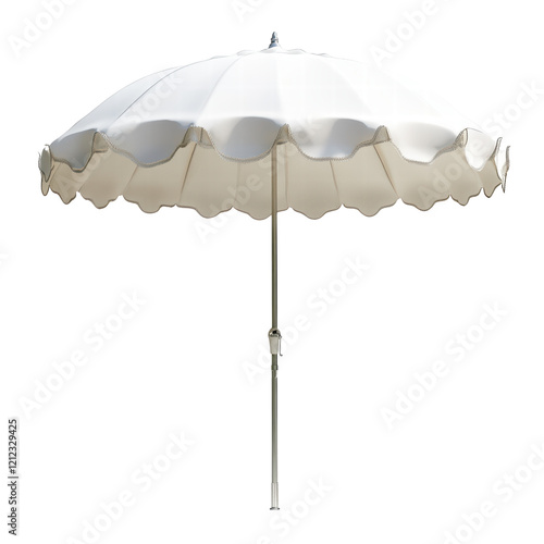 Isolated white scalloped edge garden umbrella photo