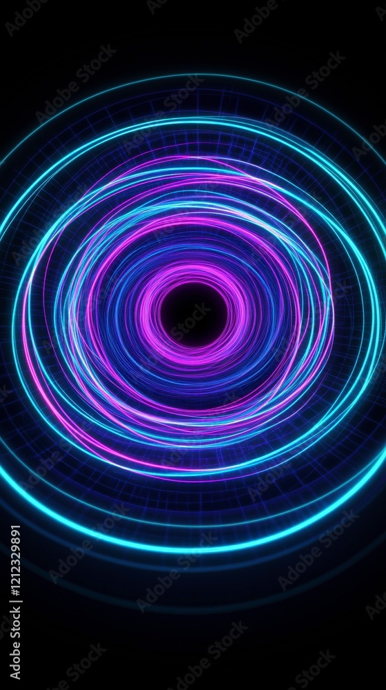 Abstract digital design featuring concentric circles in purple and blue tones. Abstract digital design featuring concentric circles in purple and blue tones.