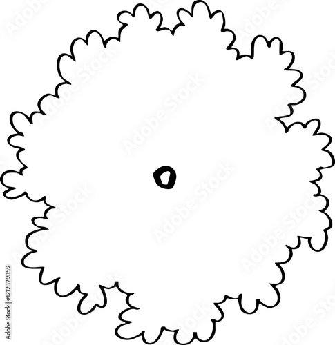 minimalist hand drawn top view of tree illustration.