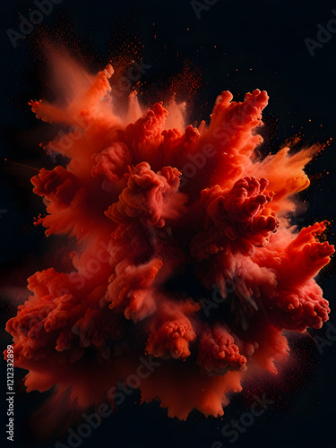 Dynamic Red Smoke Burst with Depth - AI generated photo