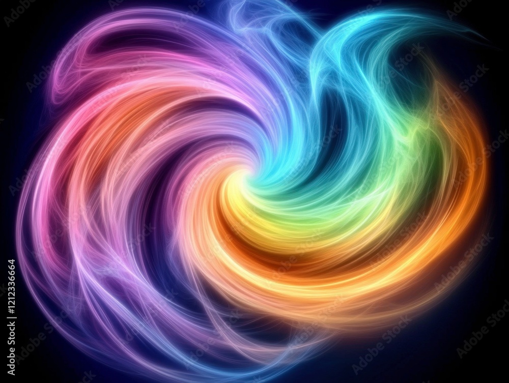 Obraz premium A swirling abstract design with vibrant colors and flowing shapes.