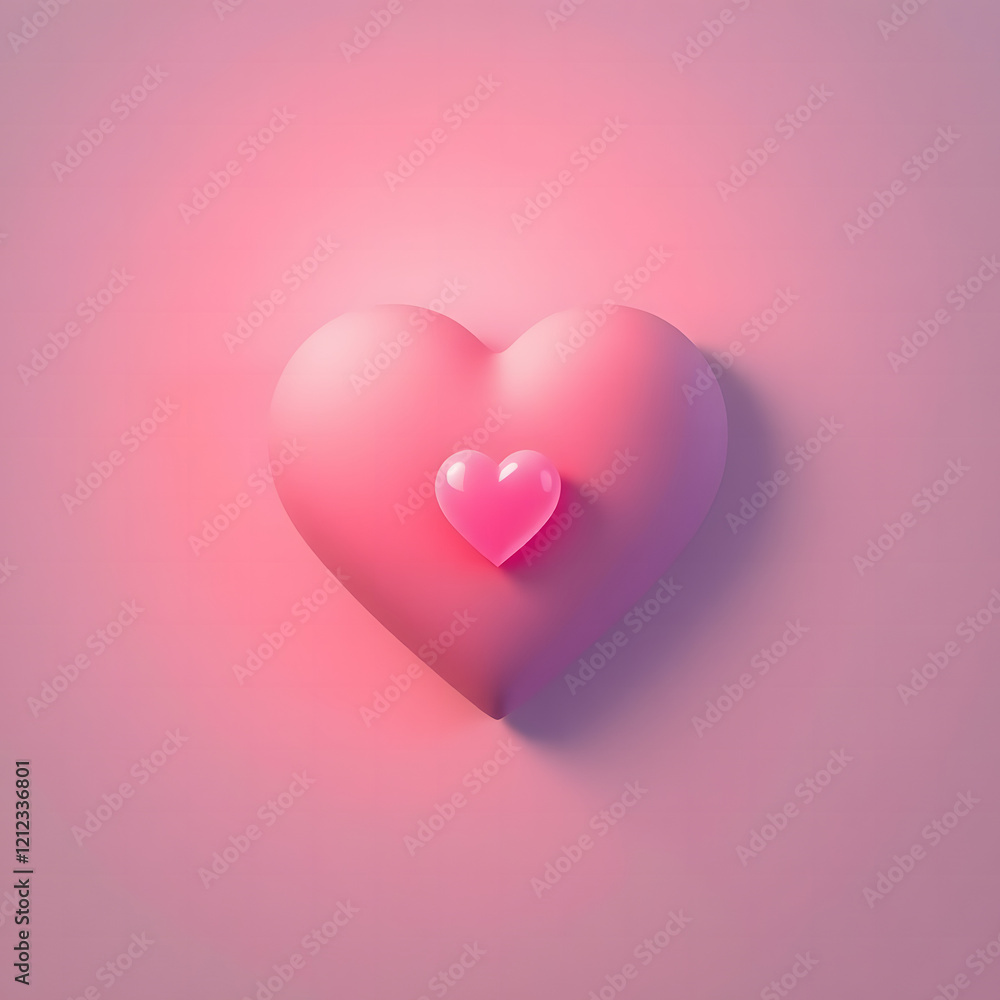 Pink heart symbol on red background with romantic Valentine theme Pink heart symbol on red background with romantic Valentine theme
