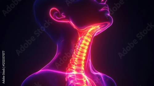 Vibrant neon human esophagus glowing brightly photo