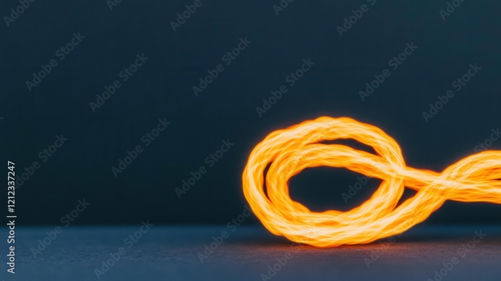 A loop of yellow string against a dark background, showcasing simplicity and texture. A loop of yellow string against a dark background, showcasing simplicity and texture.