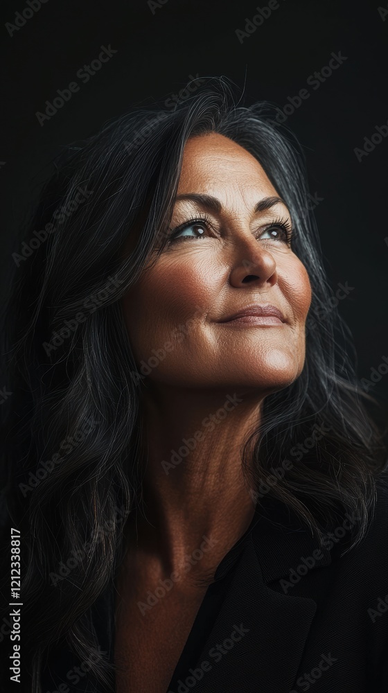 Elegant portrait of a woman in black against a dark background Elegant portrait of a woman in black against a dark background