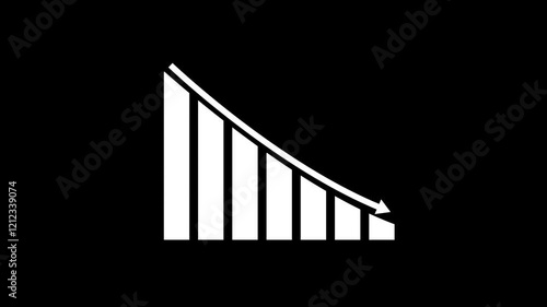 Loss concept business graph animation with black background.