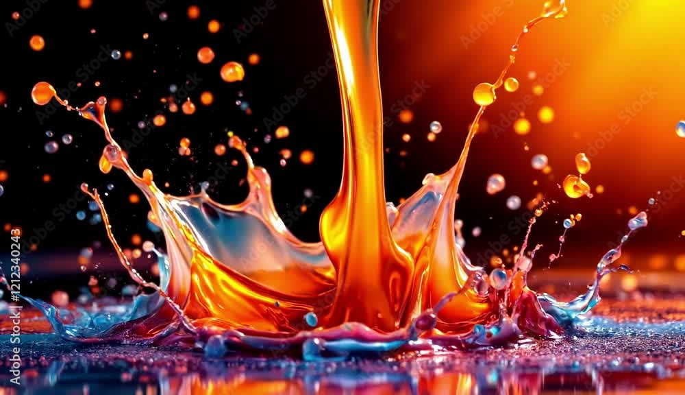 Liquid Symphony in Motion: A vibrant explosion of color and movement as liquid streaks and droplets dance in a captivating splash, evoking a sense of energy, freedom, and artistic expression. Liquid Symphony in Motion: A vibrant explosion of color and movement as liquid streaks and droplets dance in a captivating splash, evoking a sense of energy, freedom, and artistic expression.