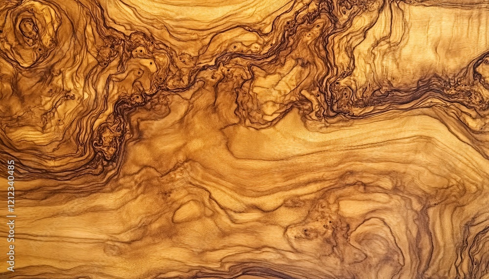 Rich and Irregular Patterns in a Polished Olive Wood Surface Emphasizing the Beauty of Wood Texture Rich and Irregular Patterns in a Polished Olive Wood Surface Emphasizing the Beauty of Wood Texture