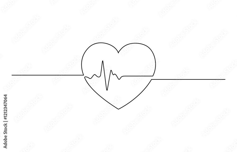 Continuous one line heart pulse symbol drawing. Healthy medicine icon, Continuous Line Drawing of Doodle Heart with Pulse. Hand Drawn Symbol Vector. Continuous one line heart pulse symbol drawing. Healthy medicine icon, Continuous Line Drawing of Doodle Heart with Pulse. Hand Drawn Symbol Vector.
