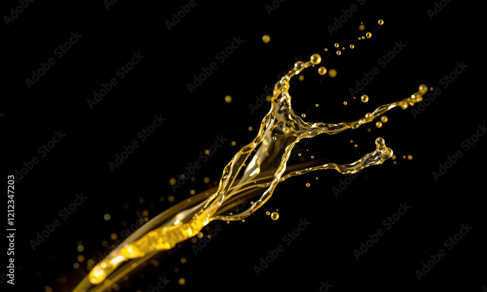 Golden liquid splash creating dynamic shapes against black background, showcasing fluid motion and vibrant color. Perfect for artistic and abstract themes Golden liquid splash creating dynamic shapes against black background, showcasing fluid motion and vibrant color. Perfect for artistic and abstract themes