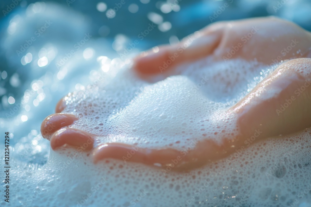 Hand Washing with Soap Close-Up Hand Washing with Soap Close-Up