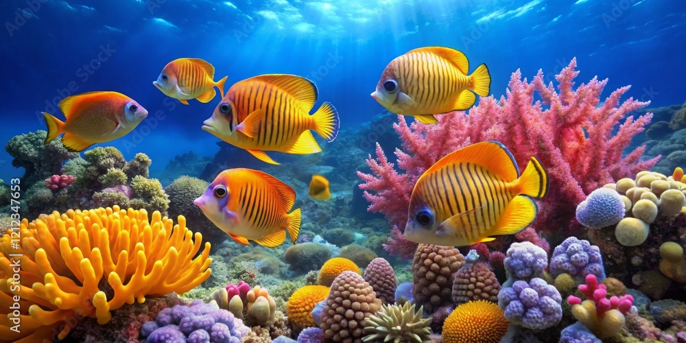 Vibrant Underwater Scene with Colorful Tropical Fish Vibrant Underwater Scene with Colorful Tropical Fish