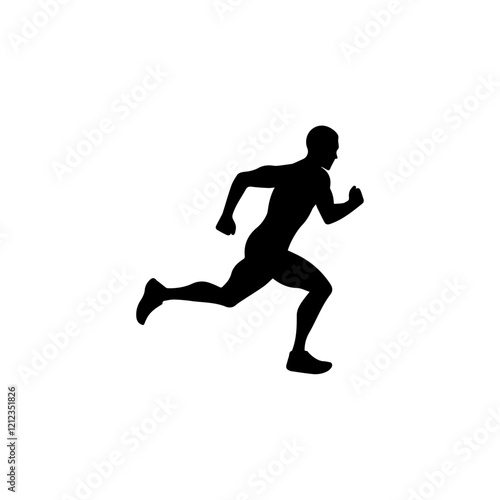 silhouette of runner on sprint men on white