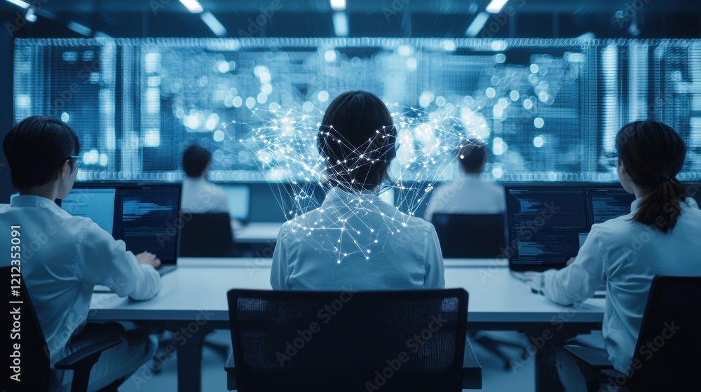 Global Network Data Analysts Working Late at Night Global Network Data Analysts Working Late at Night