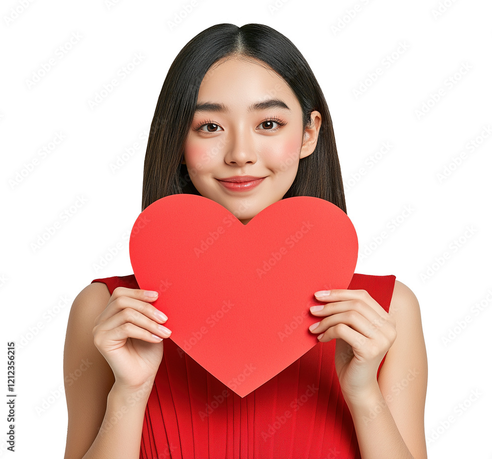 Japanese woman holding red heart with warm smile image isolated transparent. Lovestruck female cut out photo png. Romantic cheerful asian young adult lady cutout photography Japanese woman holding red heart with warm smile image isolated transparent. Lovestruck female cut out photo png. Romantic cheerful asian young adult lady cutout photography