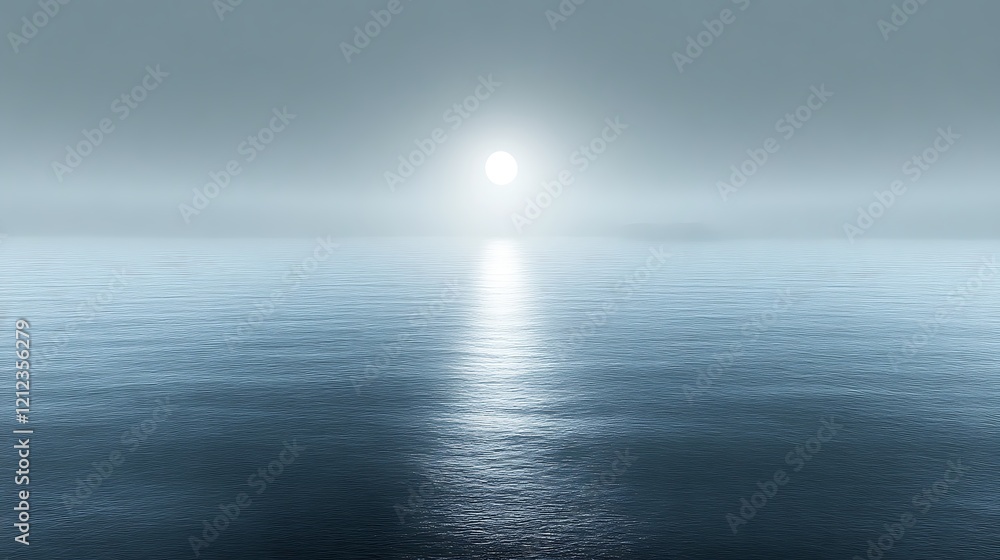 Serene Ocean Scene With A Distant Bright Sun Serene Ocean Scene With A Distant Bright Sun