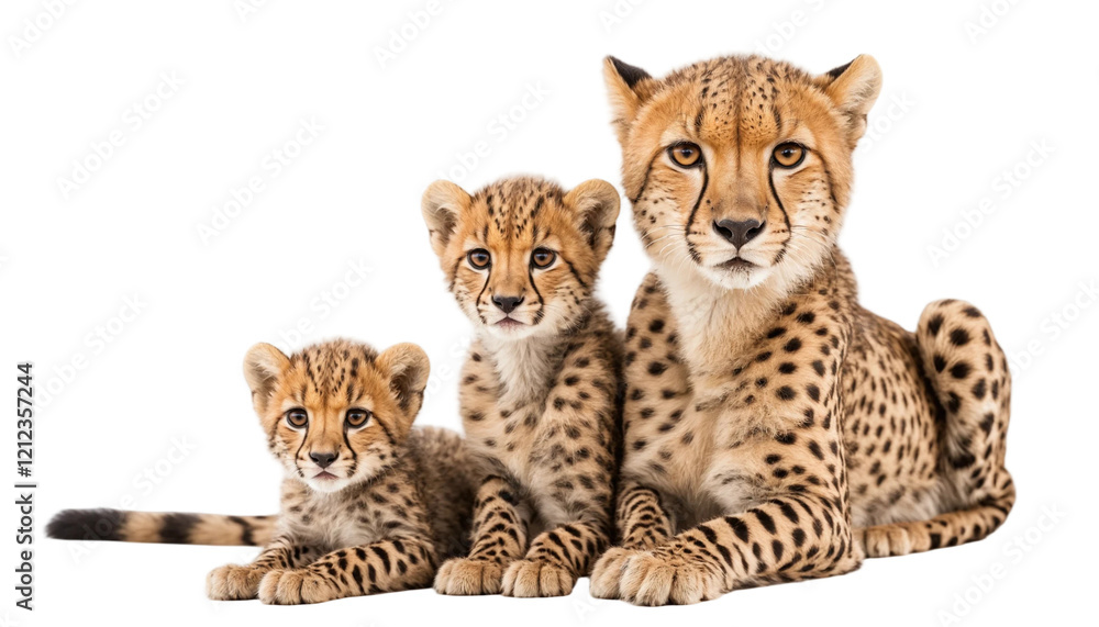 Obraz premium Cheetah and a little cute cheetah cub png 