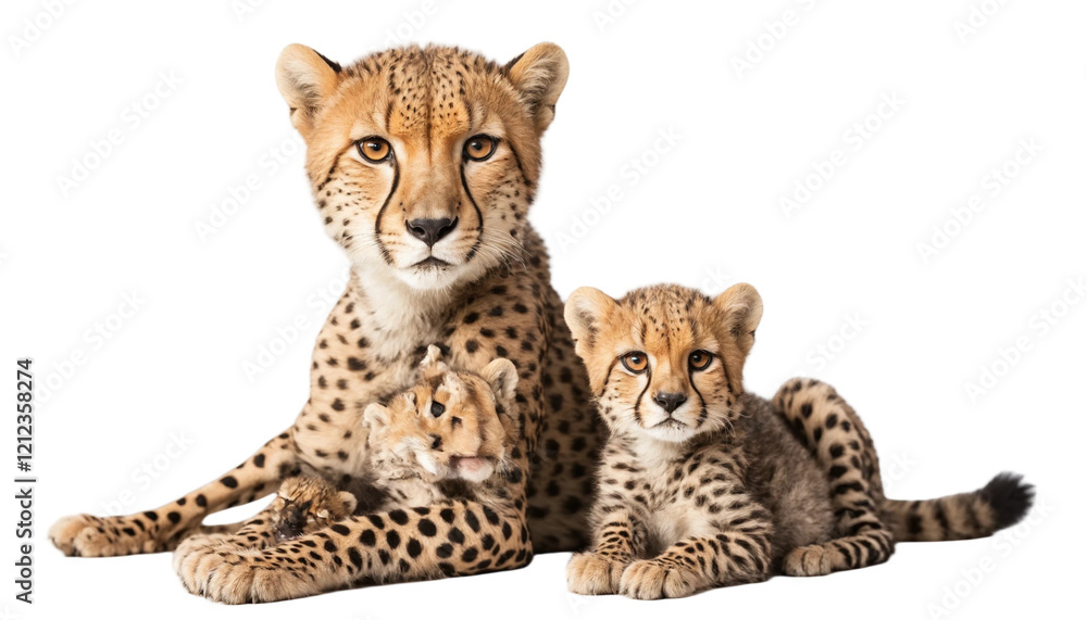 Obraz premium Cheetah and a little cute cheetah cub png 