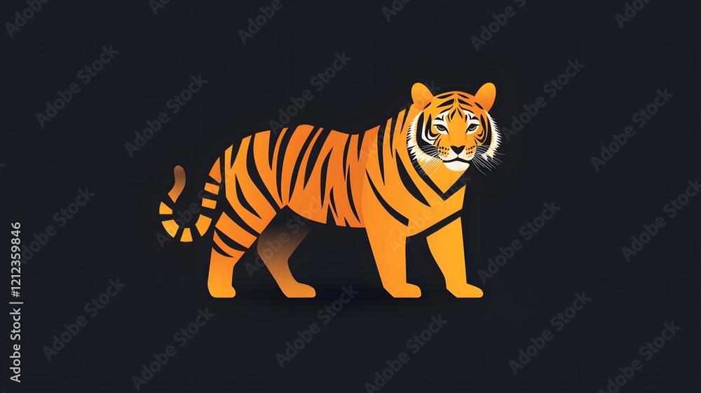 Obraz premium Dynamic tiger illustration graphic design dark background creative environment bold viewpoint wildlife concept