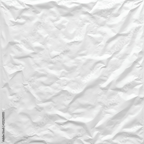 Texture froissée sur fond blanc : papier plissé, surface ridée, arrière-plan d'affiche