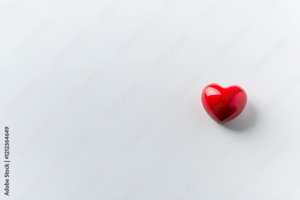 Cœur cerise rouge posé sur un fond blanc Cœur cerise rouge posé sur un fond blanc