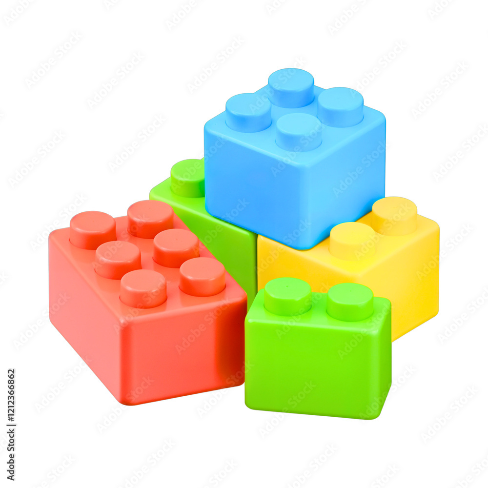 Colorful building blocks stacked playfully on a white surface Colorful building blocks stacked playfully on a white surface