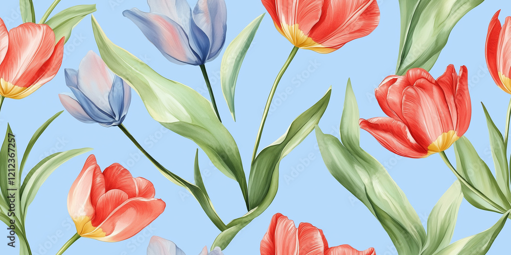 Obraz premium Seamless patter with tulips 