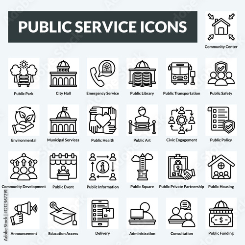 public service vector icon set