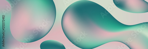 Abstract green and pink liquid wave futuristic background. Smooth retro banner vector design