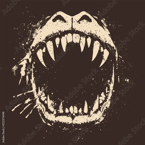 Modern Editable Vector Screen Print of Vampire Fangs