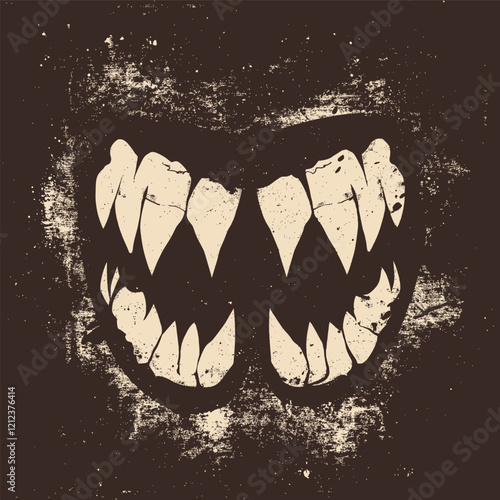 Modern Editable Vector Screen Print of Vampire Fangs