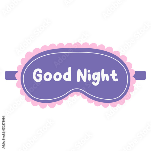 Sleeping mask with ruffles. Eye mask. Night rest accessory. Vector flat illustration