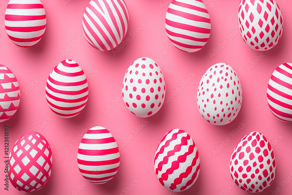 Vibrant Polka Dot Easter Eggs on Colorful Pink Background for Holiday Decoration, Spring Crafts, and Festive Celebrations Vibrant Polka Dot Easter Eggs on Colorful Pink Background for Holiday Decoration, Spring Crafts, and Festive Celebrations