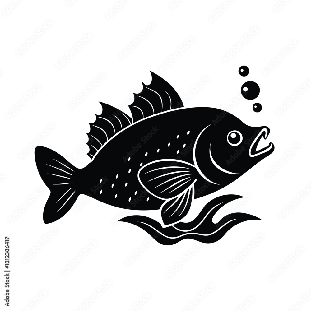 Fototapeta premium fish on the hook silhouette vector illustration
