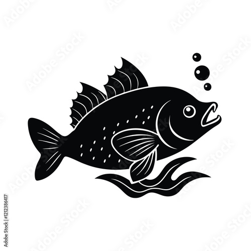 fish on the hook silhouette vector illustration