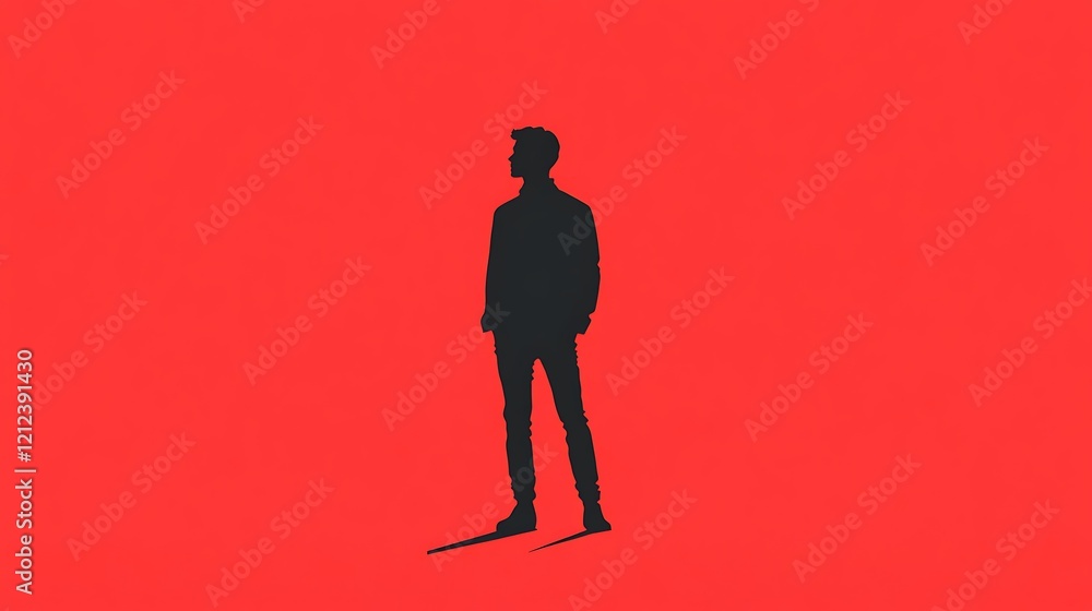Silhouette of person against red background. Possible use Abstract art, conceptual design, social media graphic Silhouette of person against red background. Possible use Abstract art, conceptual design, social media graphic