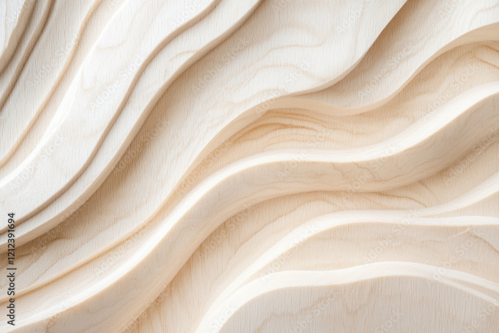 Organic wooden waves with smooth natural curves in abstract textured design Organic wooden waves with smooth natural curves in abstract textured design
