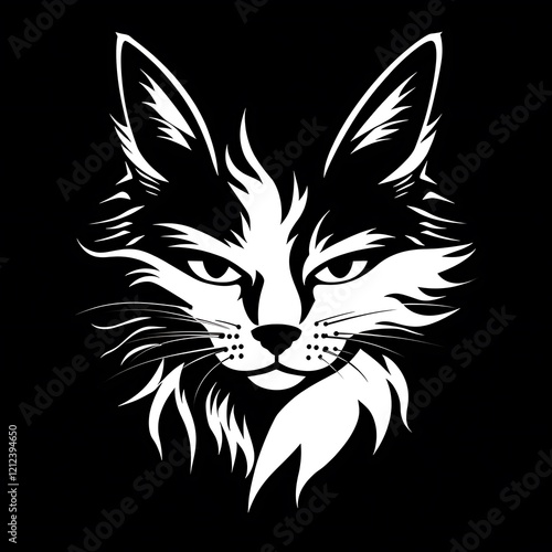 Black and white stylized fox head photo