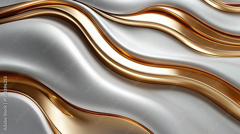 Obraz premium Abstract gold and silver wavy metallic texture.