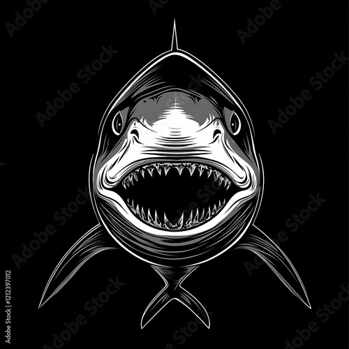 Graphic shark illustration, aggressive style photo